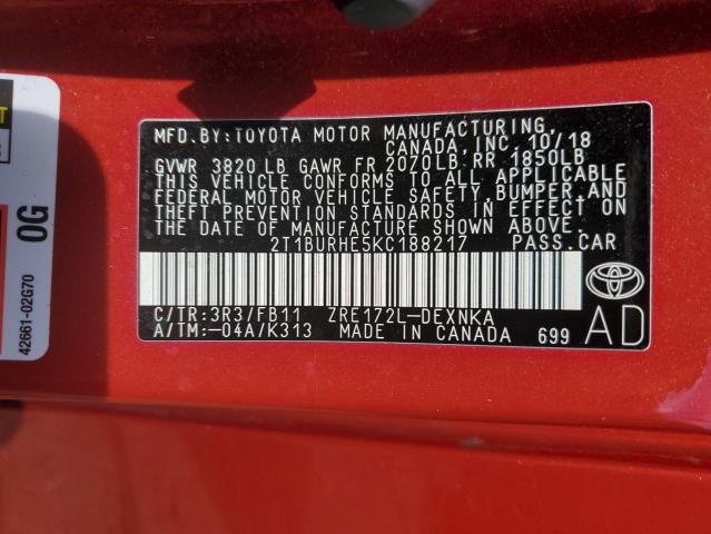 Photo 11 VIN: 2T1BURHE5KC188217 - TOYOTA COROLLA 