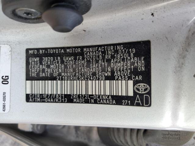 Photo 11 VIN: 2T1BURHE5KC240798 - TOYOTA COROLLA L 