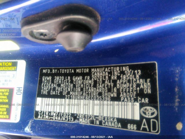 Photo 8 VIN: 2T1BURHE6EC035396 - TOYOTA COROLLA 