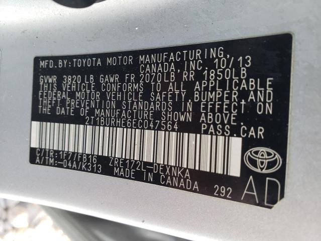 Photo 9 VIN: 2T1BURHE6EC047564 - TOYOTA COROLLA L 