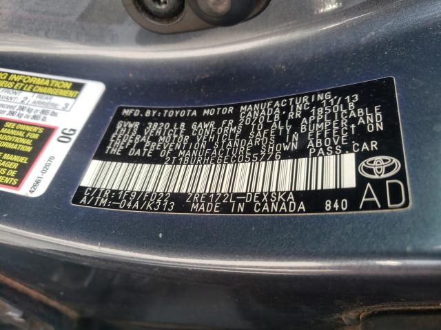 Photo 9 VIN: 2T1BURHE6EC055776 - TOYOTA COROLLA L 