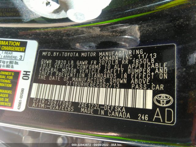 Photo 8 VIN: 2T1BURHE6EC062713 - TOYOTA COROLLA 