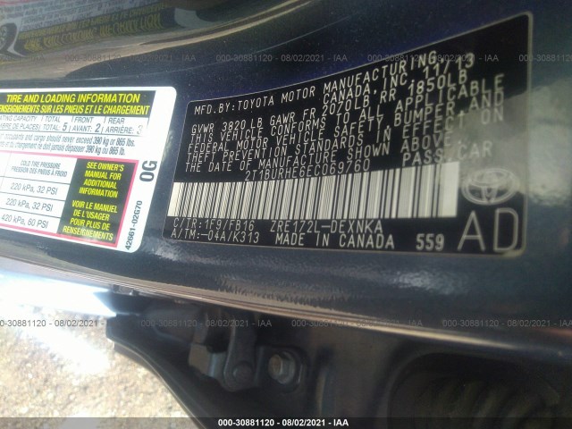 Photo 8 VIN: 2T1BURHE6EC069760 - TOYOTA COROLLA 