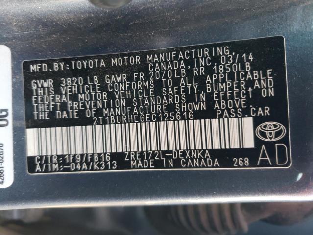 Photo 9 VIN: 2T1BURHE6EC125616 - TOYOTA COROLLA L 