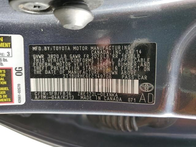 Photo 11 VIN: 2T1BURHE6EC149706 - TOYOTA COROLLA L 