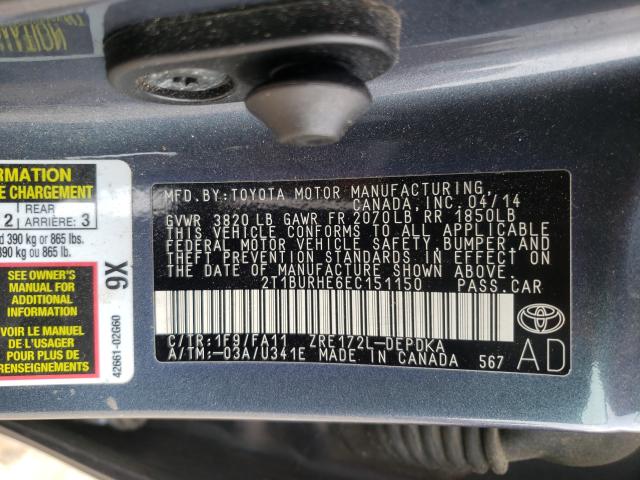 Photo 9 VIN: 2T1BURHE6EC151150 - TOYOTA COROLLA L 