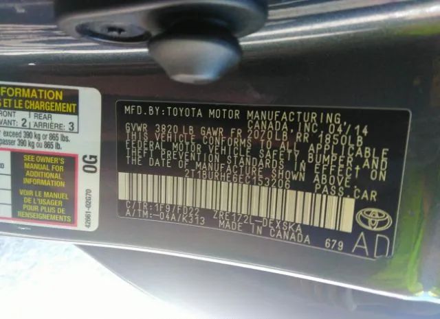 Photo 8 VIN: 2T1BURHE6EC153206 - TOYOTA COROLLA 