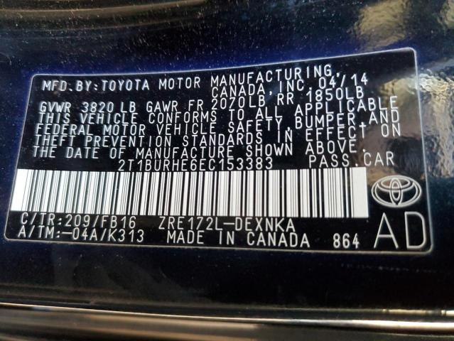 Photo 12 VIN: 2T1BURHE6EC153383 - TOYOTA COROLLA L 