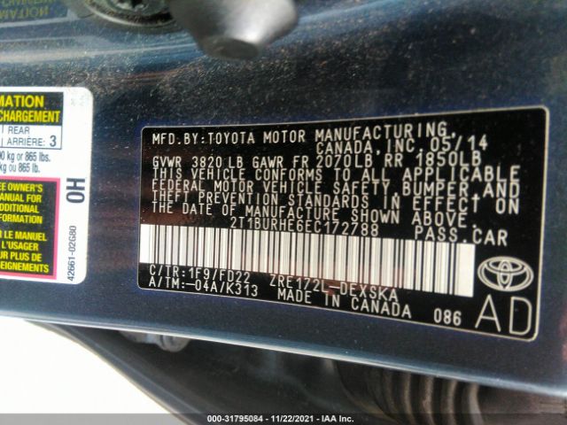 Photo 8 VIN: 2T1BURHE6EC172788 - TOYOTA COROLLA 