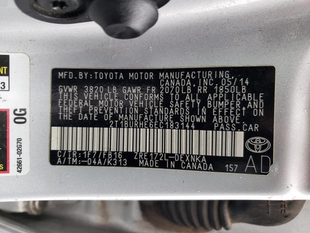 Photo 9 VIN: 2T1BURHE6EC183144 - TOYOTA COROLLA L 