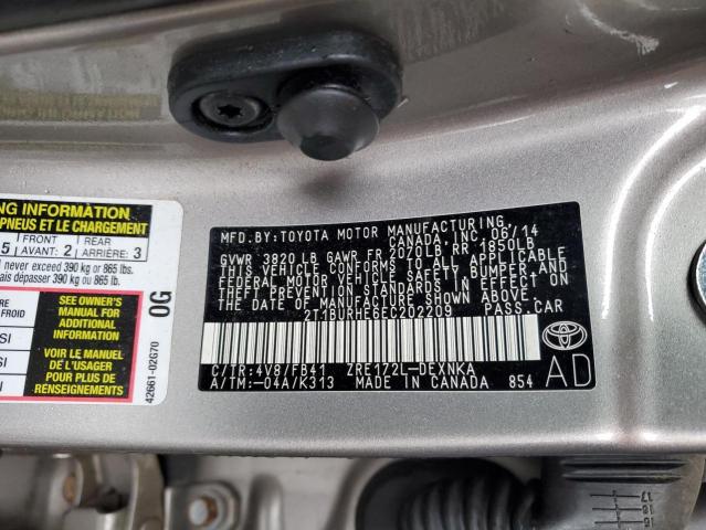 Photo 11 VIN: 2T1BURHE6EC202209 - TOYOTA COROLLA L 