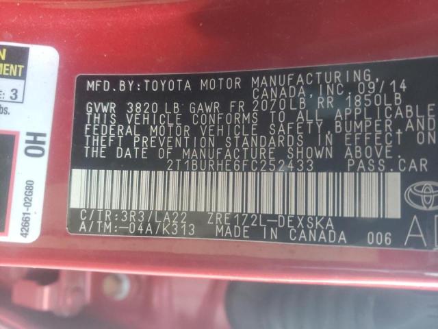 Photo 9 VIN: 2T1BURHE6FC252433 - TOYOTA COROLLA S 