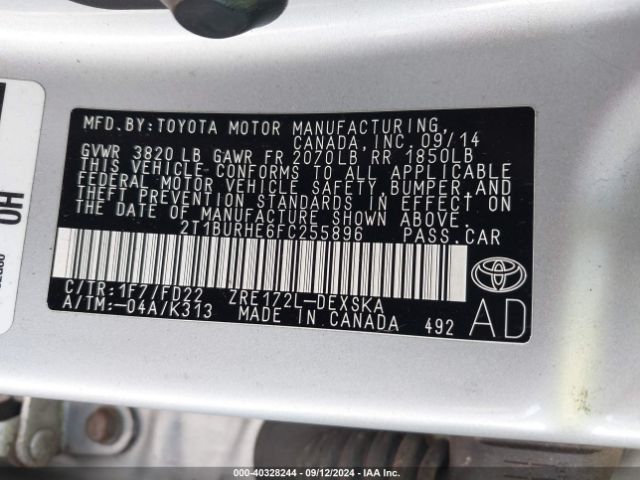 Photo 8 VIN: 2T1BURHE6FC255896 - TOYOTA COROLLA 