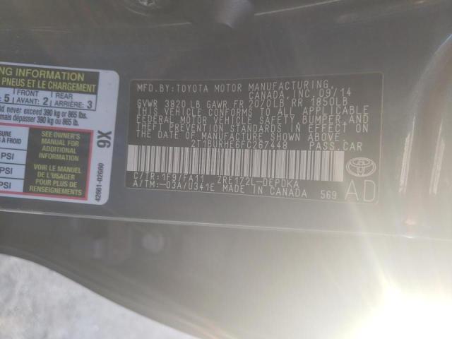 Photo 9 VIN: 2T1BURHE6FC267448 - TOYOTA COROLLA L 