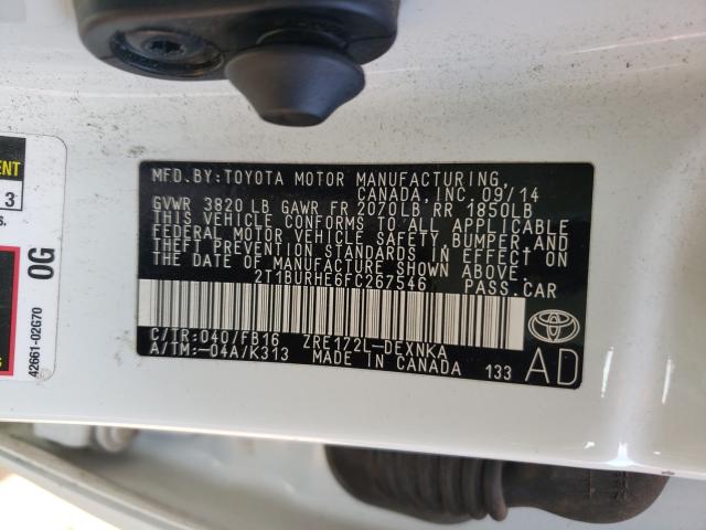 Photo 9 VIN: 2T1BURHE6FC267546 - TOYOTA COROLLA 