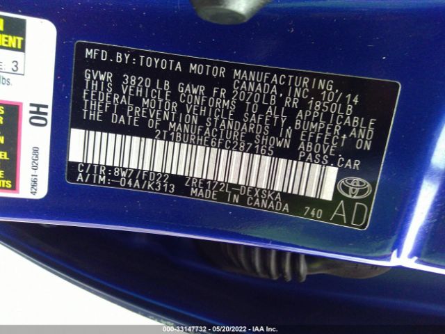 Photo 8 VIN: 2T1BURHE6FC287165 - TOYOTA COROLLA 