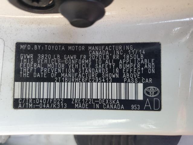 Photo 12 VIN: 2T1BURHE6FC295413 - TOYOTA COROLLA L 