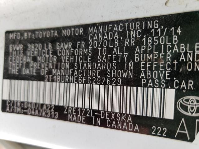 Photo 9 VIN: 2T1BURHE6FC297629 - TOYOTA COROLLA SE 