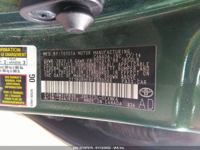 Photo 8 VIN: 2T1BURHE6FC320066 - TOYOTA COROLLA 