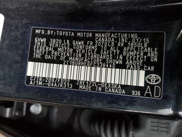 Photo 12 VIN: 2T1BURHE6FC338440 - TOYOTA COROLLA L 