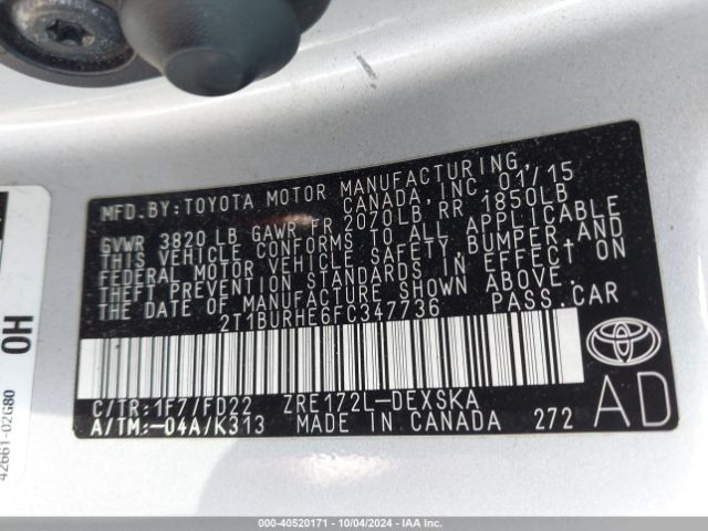 Photo 8 VIN: 2T1BURHE6FC347736 - TOYOTA COROLLA 