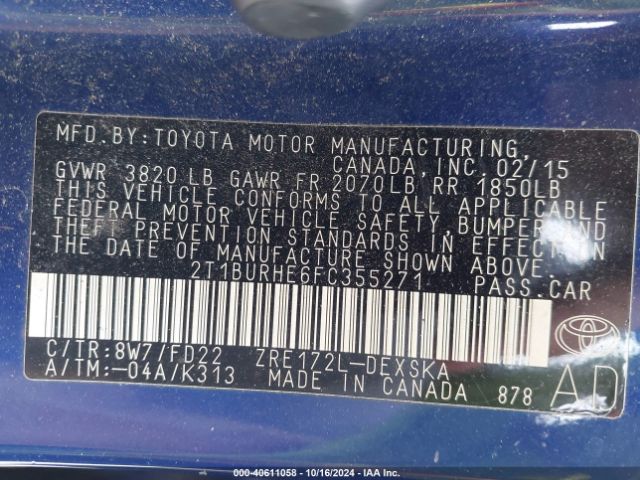 Photo 8 VIN: 2T1BURHE6FC355271 - TOYOTA COROLLA 