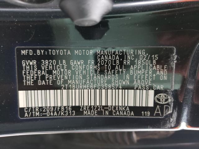 Photo 9 VIN: 2T1BURHE6FC358574 - TOYOTA COROLLA L 