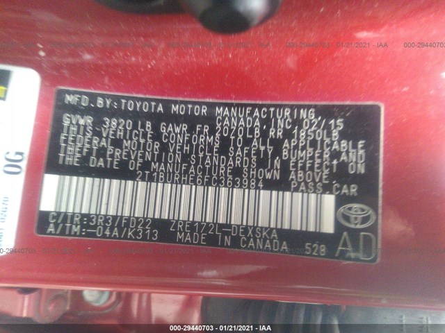 Photo 8 VIN: 2T1BURHE6FC363984 - TOYOTA COROLLA 