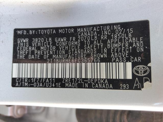 Photo 12 VIN: 2T1BURHE6FC365766 - TOYOTA COROLLA L 