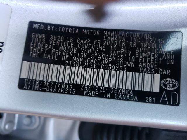 Photo 9 VIN: 2T1BURHE6FC369753 - TOYOTA COROLLA L 