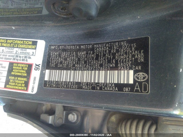 Photo 8 VIN: 2T1BURHE6FC378601 - TOYOTA COROLLA 