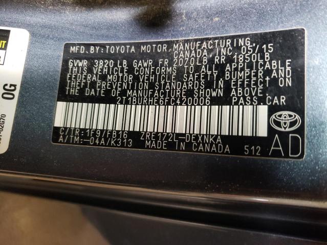 Photo 12 VIN: 2T1BURHE6FC420006 - TOYOTA COROLLA L 