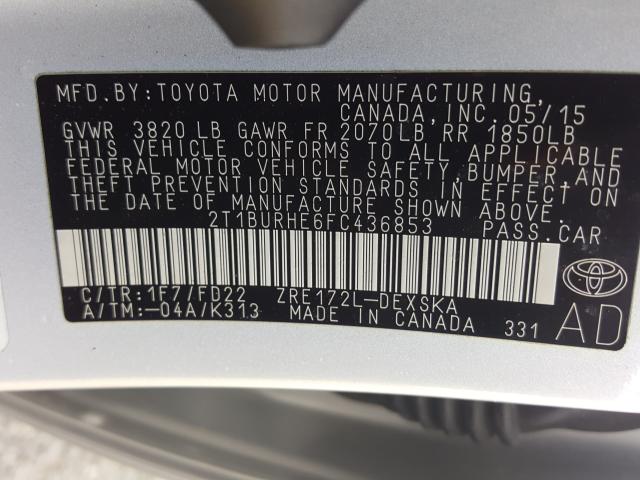 Photo 9 VIN: 2T1BURHE6FC436853 - TOYOTA COROLLA L 