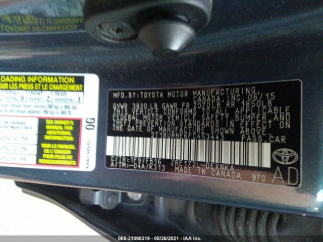 Photo 8 VIN: 2T1BURHE6FC453443 - TOYOTA COROLLA 