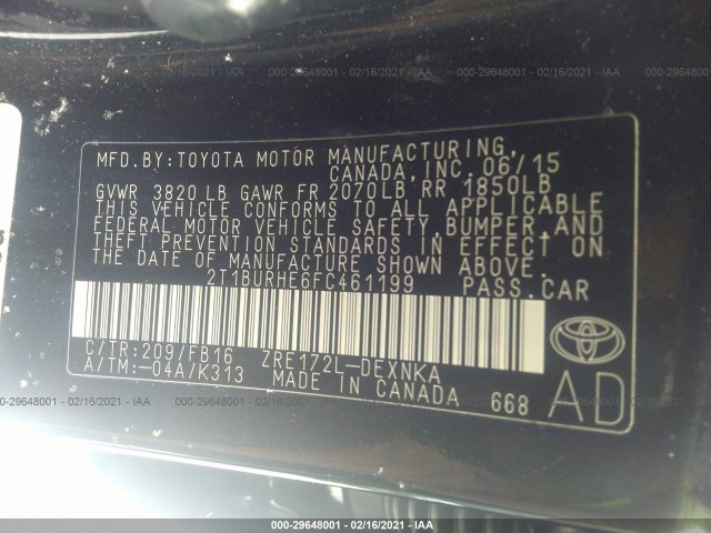 Photo 8 VIN: 2T1BURHE6FC461199 - TOYOTA COROLLA 