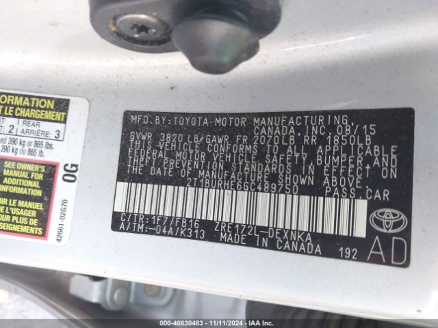 Photo 8 VIN: 2T1BURHE6GC489750 - TOYOTA COROLLA 