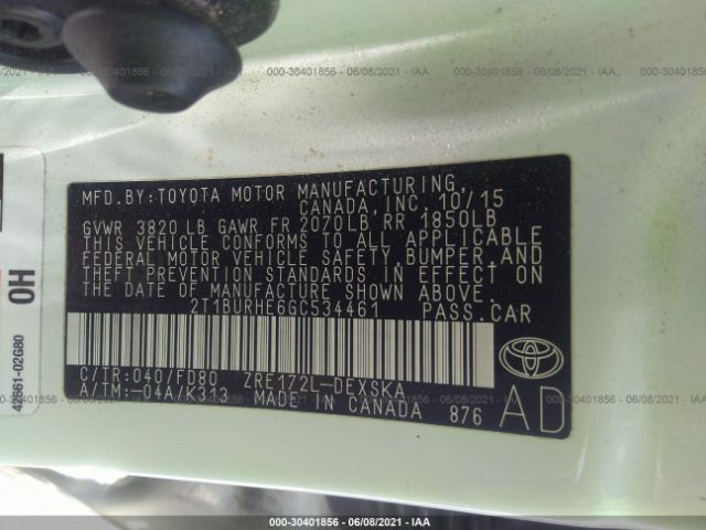 Photo 8 VIN: 2T1BURHE6GC534461 - TOYOTA COROLLA 