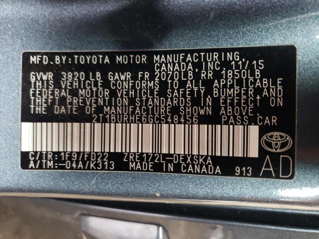 Photo 9 VIN: 2T1BURHE6GC548456 - TOYOTA COROLLA L 