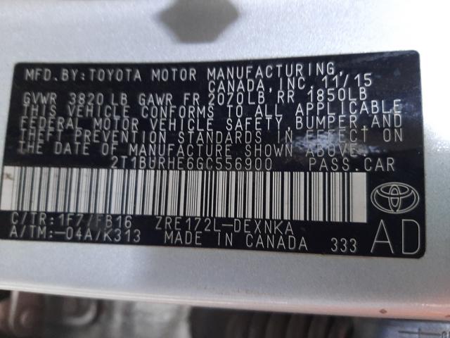 Photo 9 VIN: 2T1BURHE6GC556900 - TOYOTA COROLLA L 