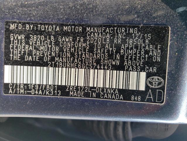 Photo 11 VIN: 2T1BURHE6GC574443 - TOYOTA COROLLA L 