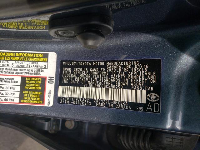 Photo 9 VIN: 2T1BURHE6GC596250 - TOYOTA COROLLA L 