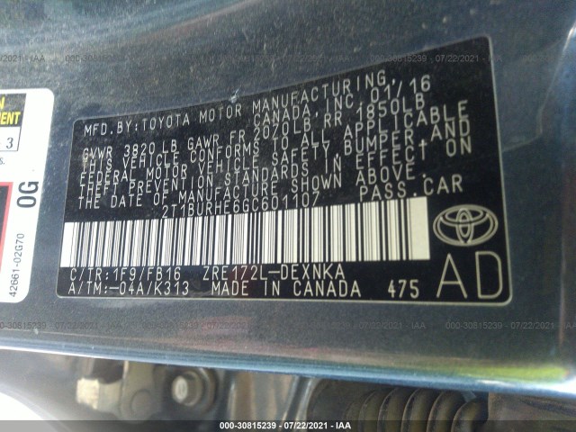 Photo 8 VIN: 2T1BURHE6GC601107 - TOYOTA COROLLA 