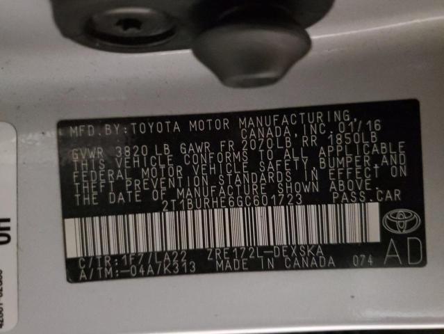 Photo 11 VIN: 2T1BURHE6GC601723 - TOYOTA COROLLA L 