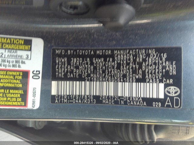 Photo 8 VIN: 2T1BURHE6GC641669 - TOYOTA COROLLA 