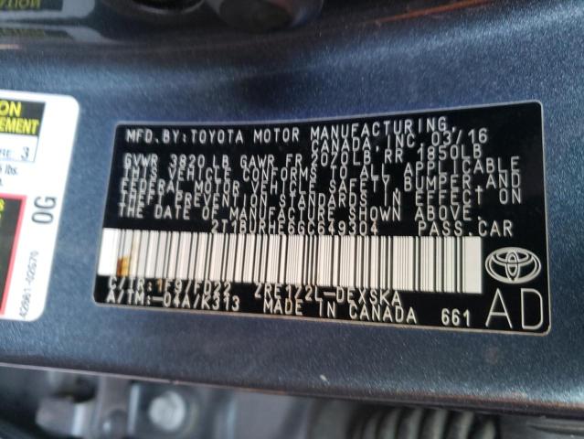 Photo 9 VIN: 2T1BURHE6GC649304 - TOYOTA COROLLA L 