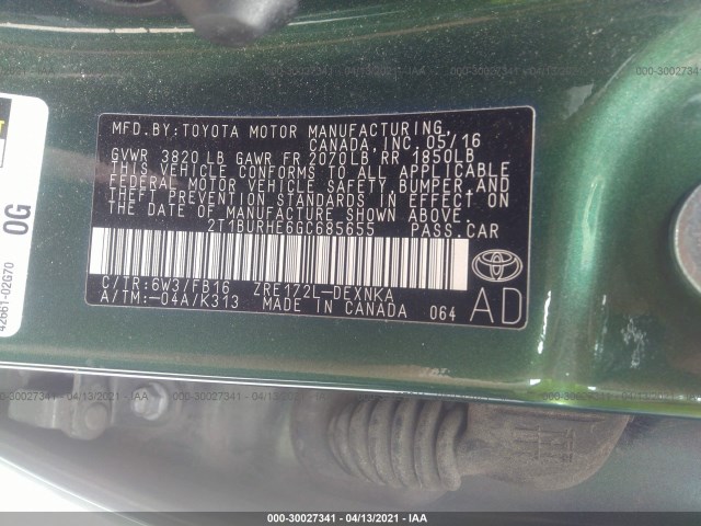 Photo 8 VIN: 2T1BURHE6GC685655 - TOYOTA COROLLA 