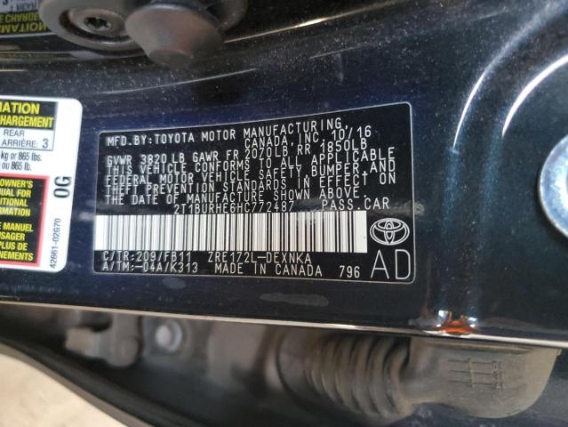 Photo 12 VIN: 2T1BURHE6HC772487 - TOYOTA COROLLA L 