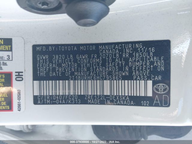 Photo 8 VIN: 2T1BURHE6HC795865 - TOYOTA COROLLA 