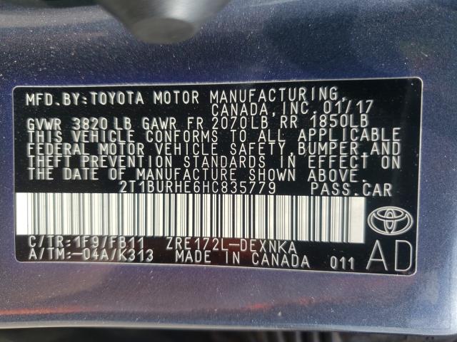 Photo 9 VIN: 2T1BURHE6HC835779 - TOYOTA COROLLA L 