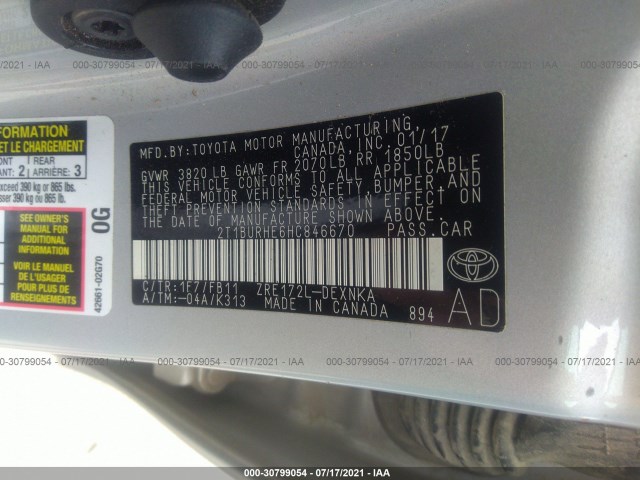 Photo 8 VIN: 2T1BURHE6HC846670 - TOYOTA COROLLA 